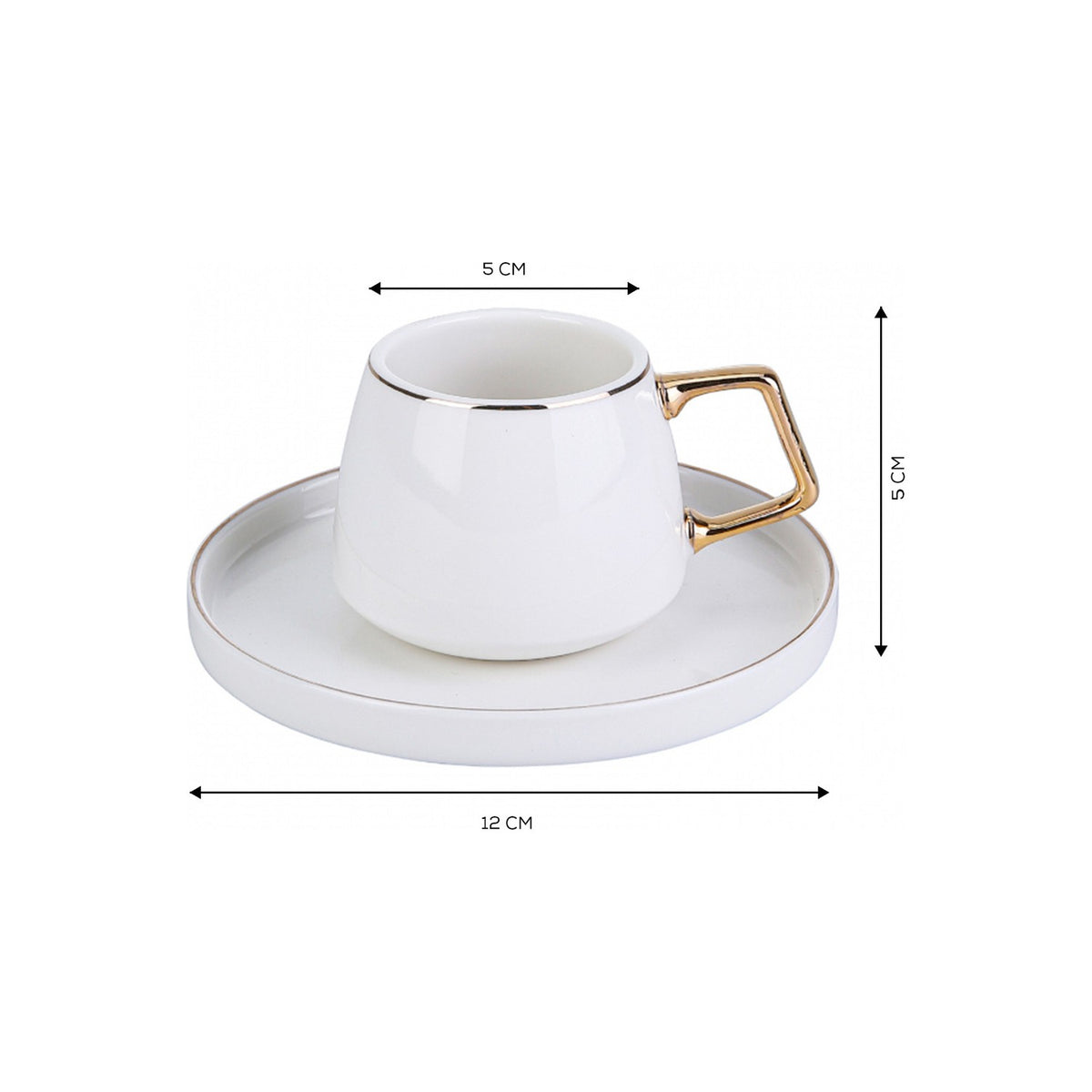 Karaca Saturn Gold Turkish Coffee Cup Set for 6, 100 ml - MALLTURK