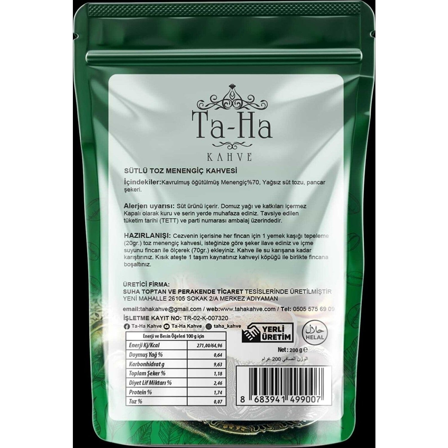 Ta-Ha Coffee Milk with Pistacia Terebinthus Coffee 3 x 200 gr - MALLTURK