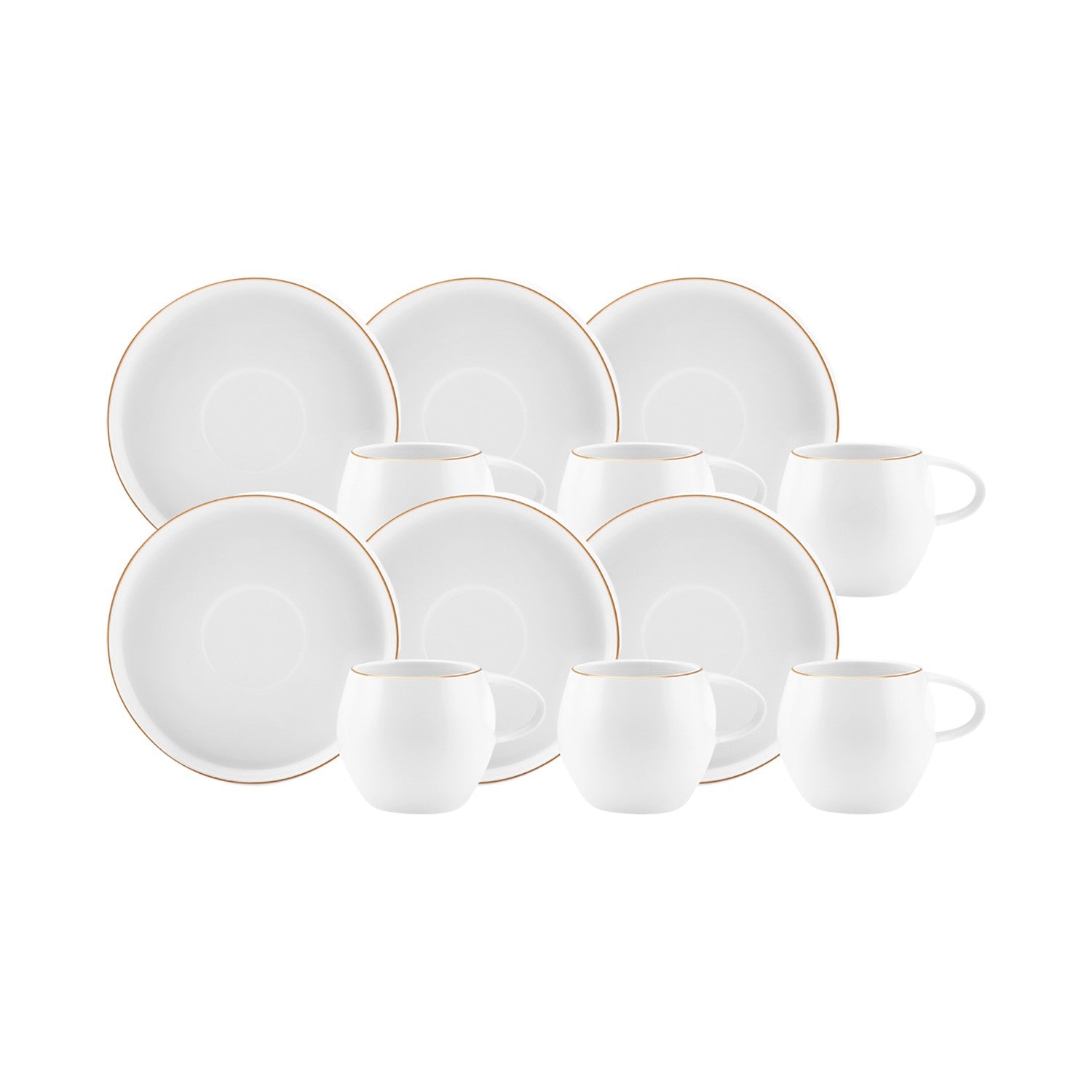 Karaca Sunset 12-Piece White Porcelain Turkish Coffee Cup Set for 6