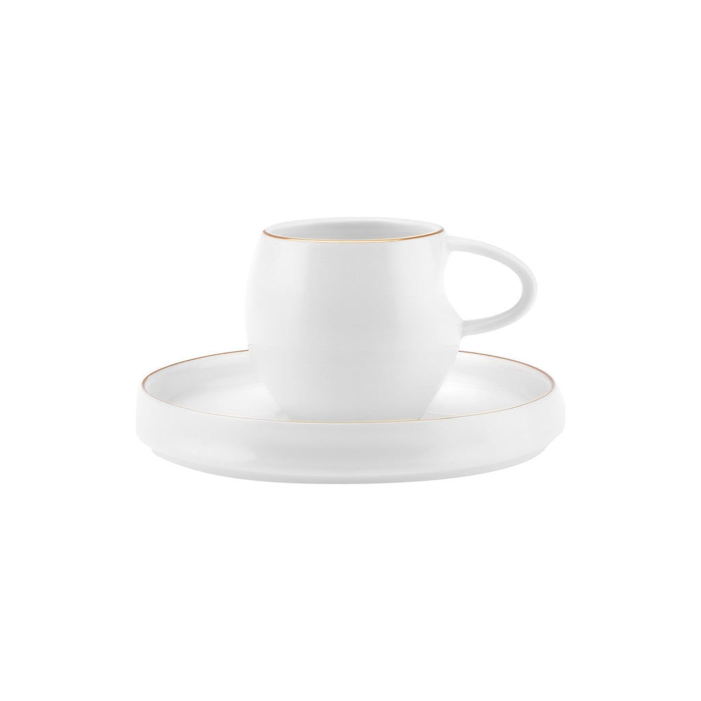 Karaca Sunset 12-Piece White Porcelain Turkish Coffee Cup Set for 6