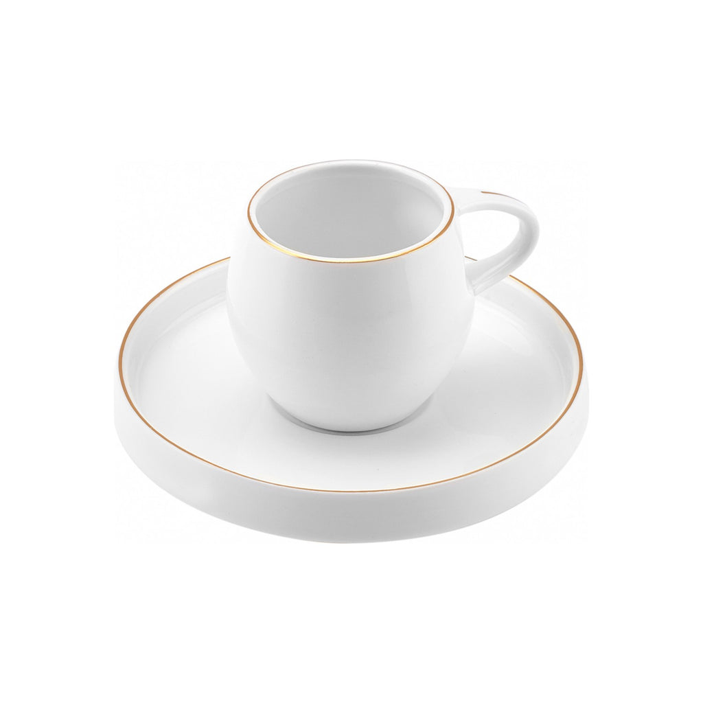 Karaca Sunset 12-Piece White Porcelain Turkish Coffee Cup Set for 6