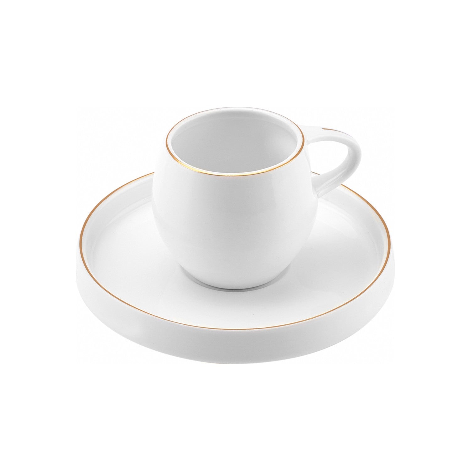 Karaca Sunset 12-Piece White Porcelain Turkish Coffee Cup Set for 6