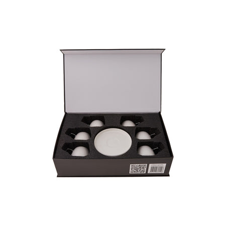 Karaca Saturn Platinum White Porcelain Turkish Coffee Cup Set for 6, 100 ml - MALLTURK