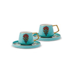 Karaca Karena 4-Piece Blue Porcelain Turkish Coffee Cup Set for 2, 100 ml