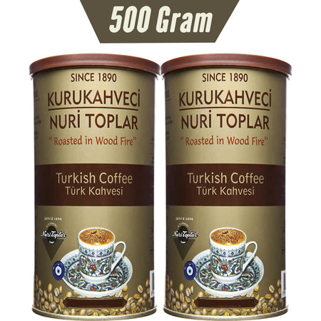 Nuri Toplar Turkish Coffee Round Metal Can 2 x 250 gr - MALLTURK