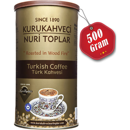 Nuri Toplar Turkish Coffee Round Metal Can 500 gr - MALLTURK