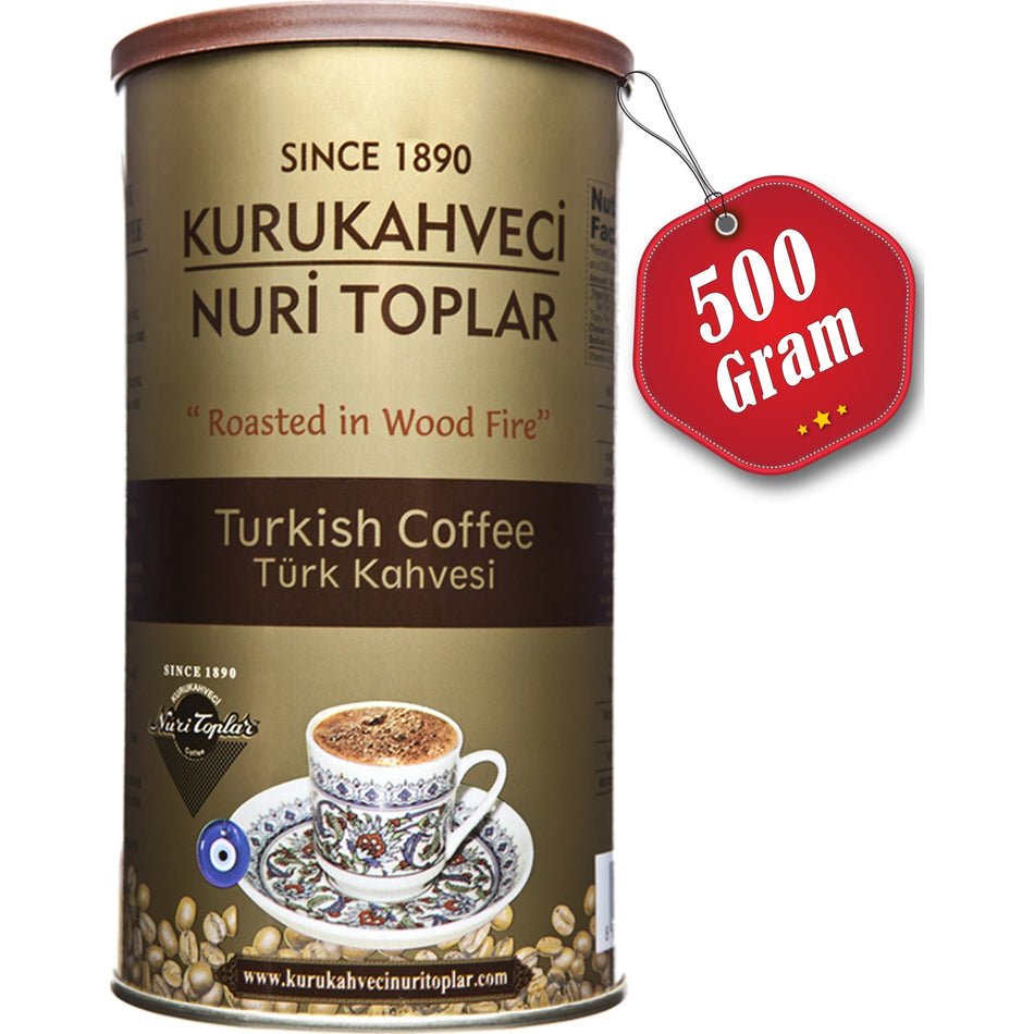 Nuri Toplar Turkish Coffee Round Metal Can 500 gr - MALLTURK