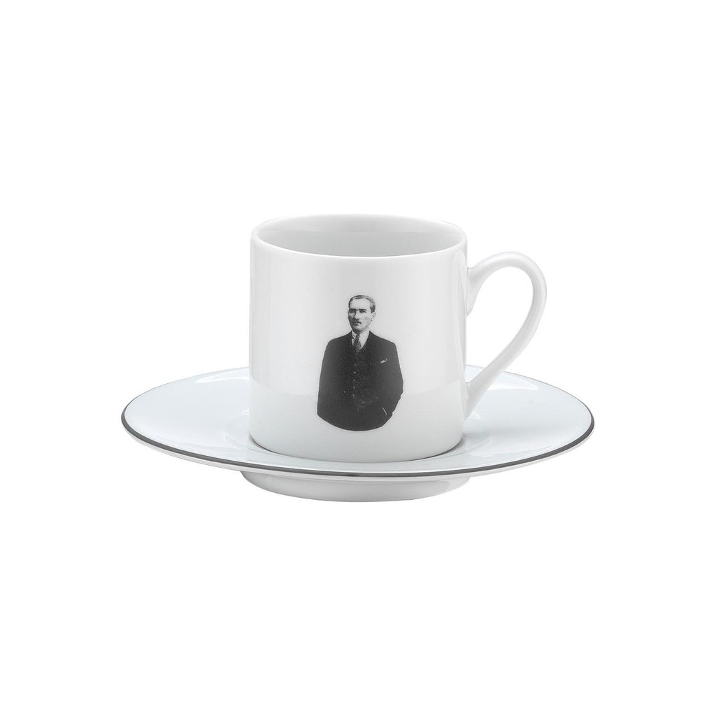 Kütahya Porselen Atatürk 4-Piece Turkish Coffee Cup Set for 2