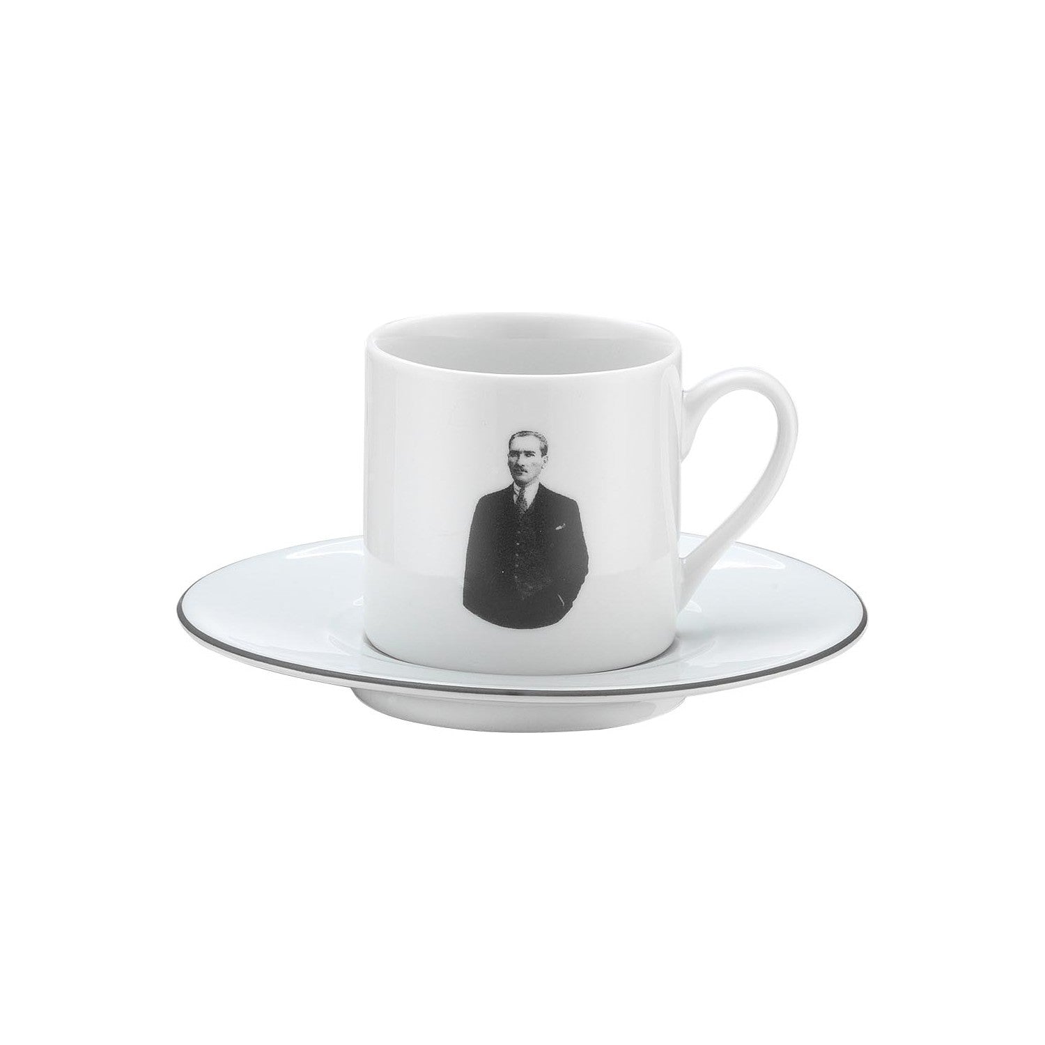 Kütahya Porselen Atatürk 4-Piece Turkish Coffee Cup Set for 2
