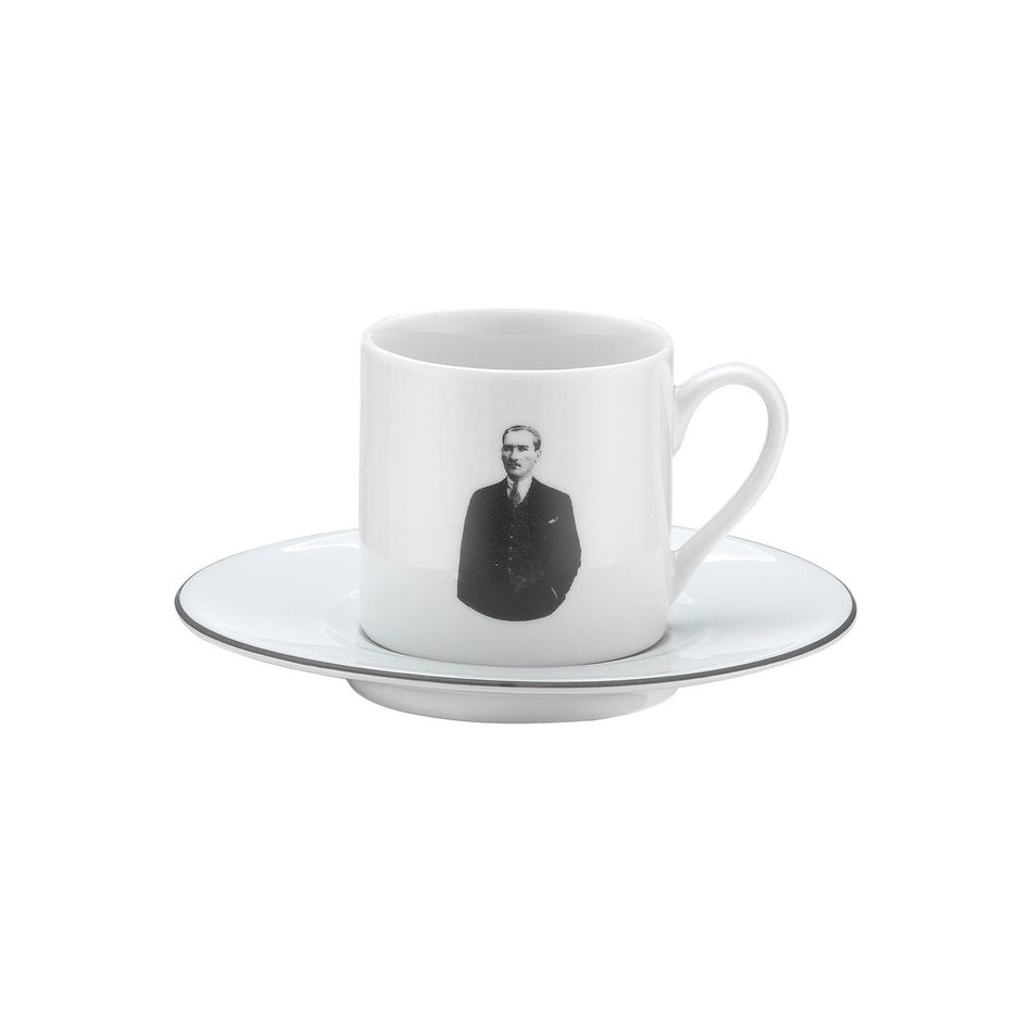 Kutahya Porselen Ataturk 4-Piece Turkish Coffee Cup Set for 2 - MALLTURK