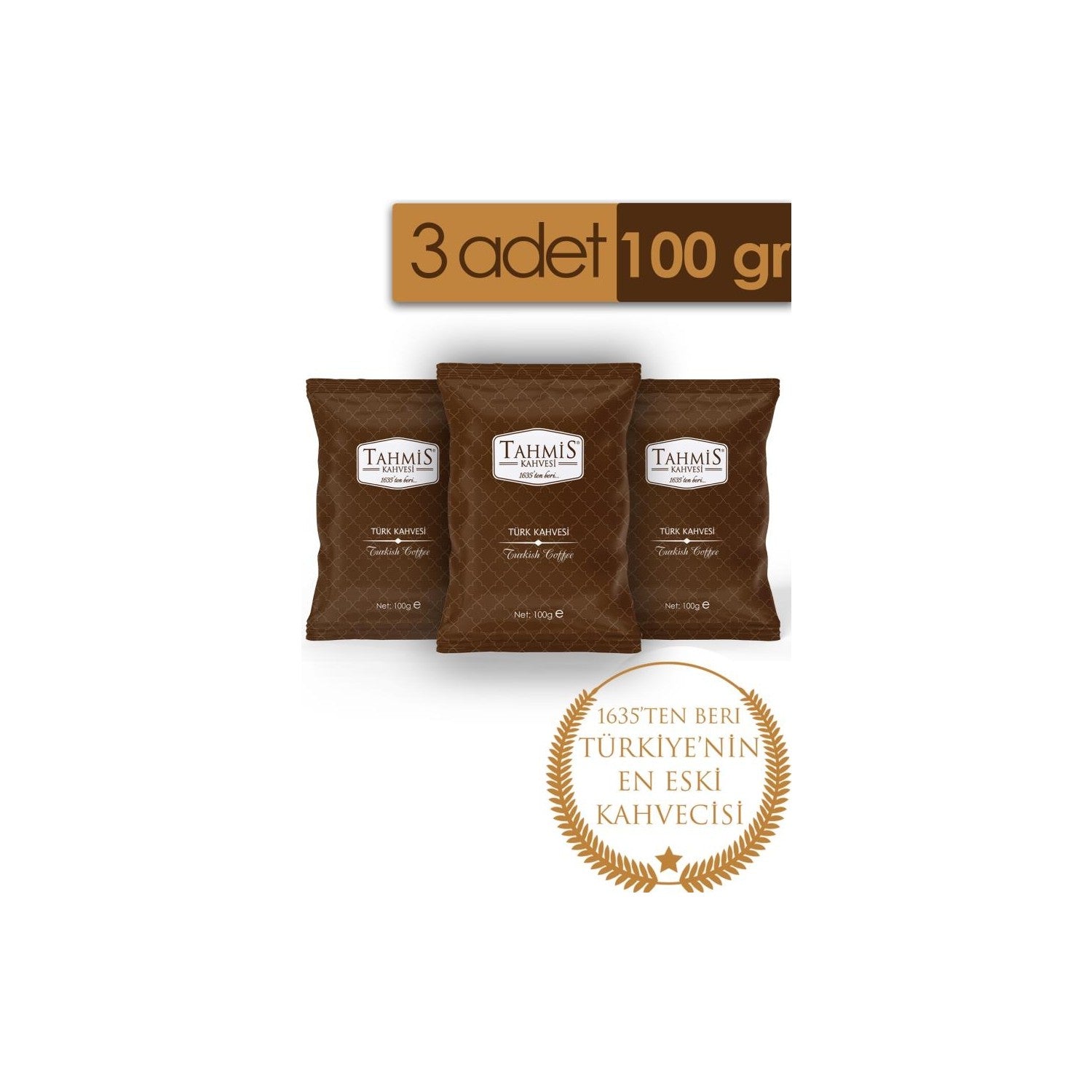 Tahmis Turkish Coffee 100 gr 3-Pack Medium Roast Traditional Flavor Originating from Turkiye - MALLTURK