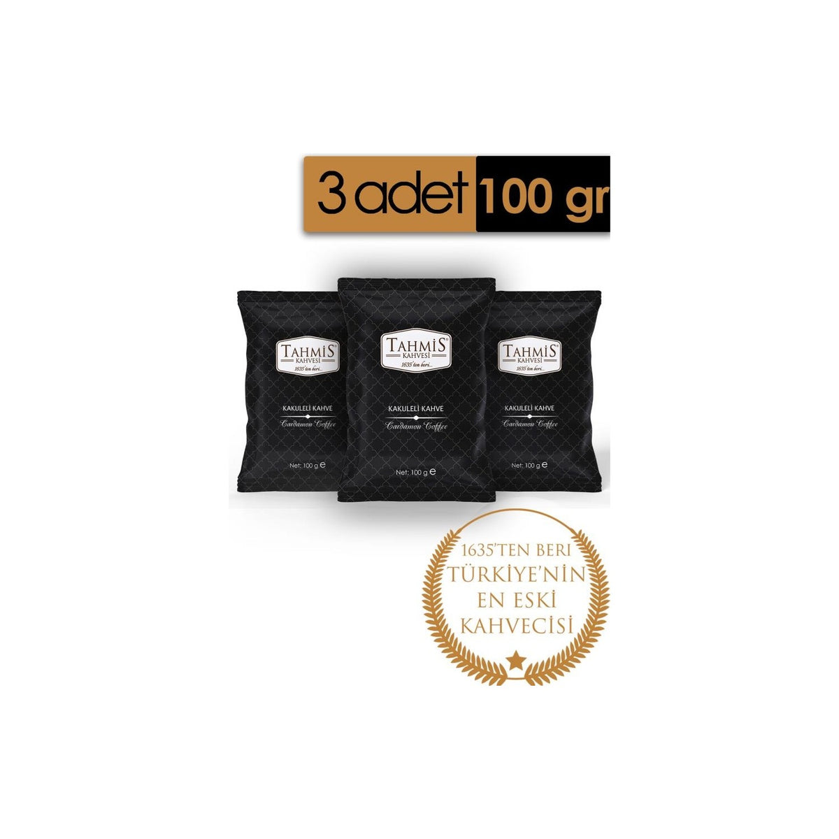 Tahmis Cardamom Turkish Coffee 3 x 100 gr - MALLTURK
