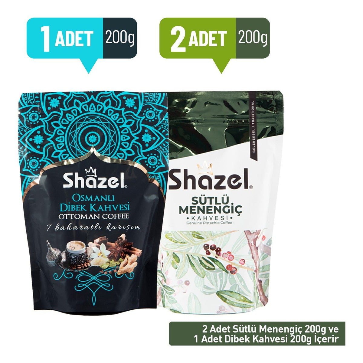 Shazel menengic and Ottoman Dibek Coffee (3 x 200 gr) - MALLTURK