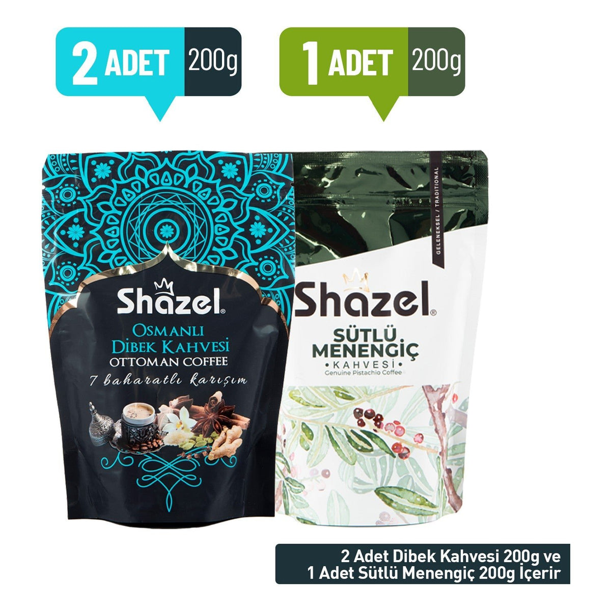Shazel menengic and Ottoman Dibek Coffee (3 x 200 gr) - MALLTURK