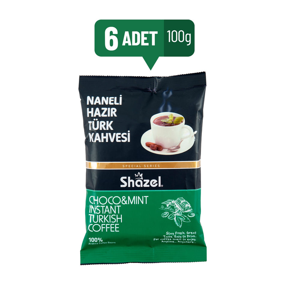 Shazel - Peppermint Flavored instant Turkish Coffee 100 gr x 6 - MALLTURK