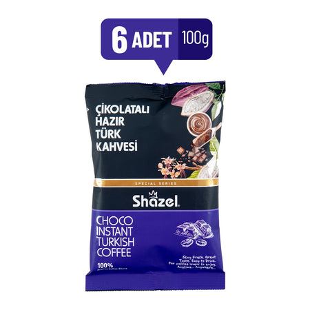 Shazel - Chocolate Flavored instant Turkish Coffee 100 gr x 6 - MALLTURK