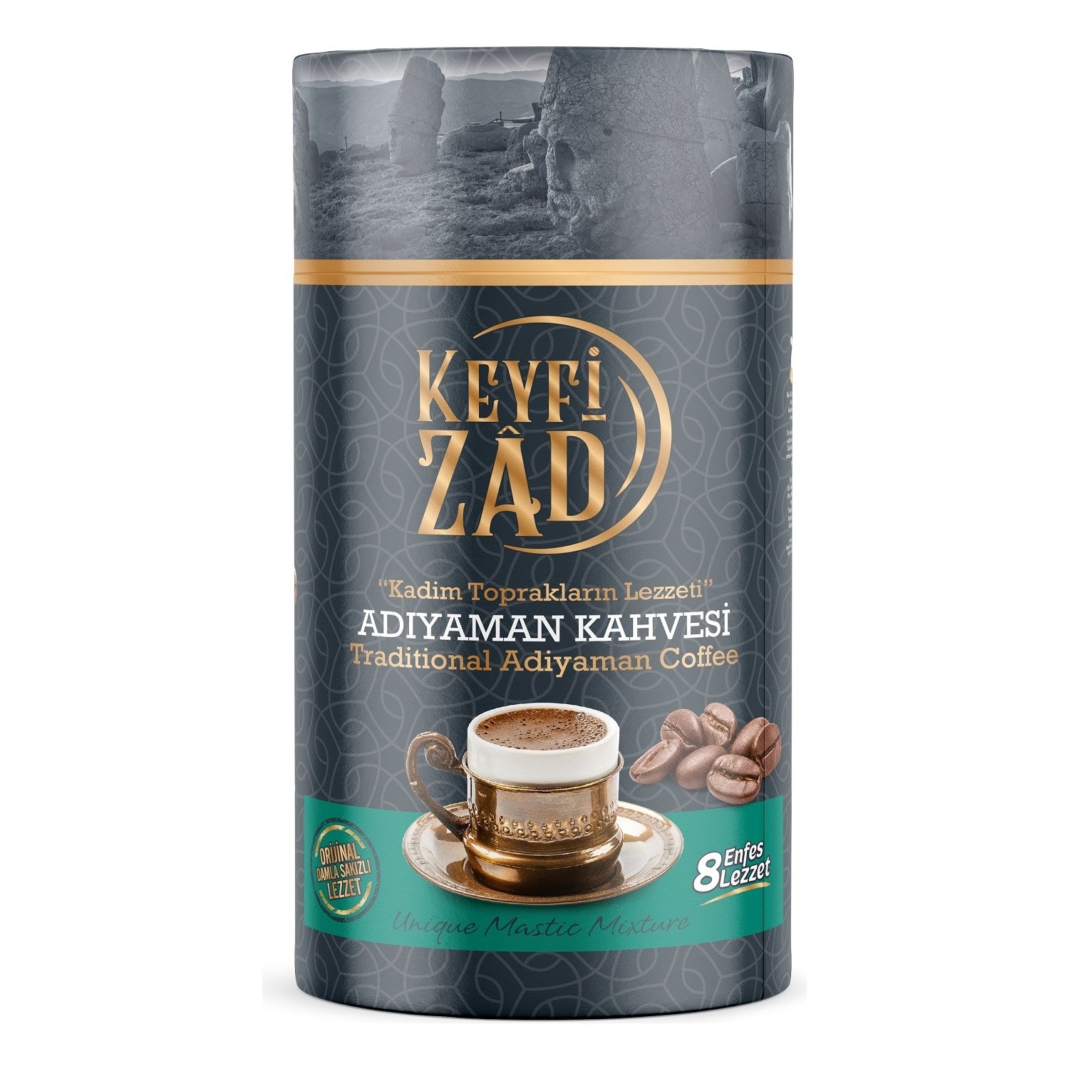 Keyfizad Adiyaman Coffee 8 Delicious Flavors Cylindrical Box 250 gr (Smooth Taste) - MALLTURK