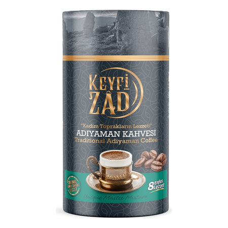 Keyfizad Adiyaman Coffee 8 Delicious Flavors Cylindrical Box 250 gr (Smooth Taste) - MALLTURK