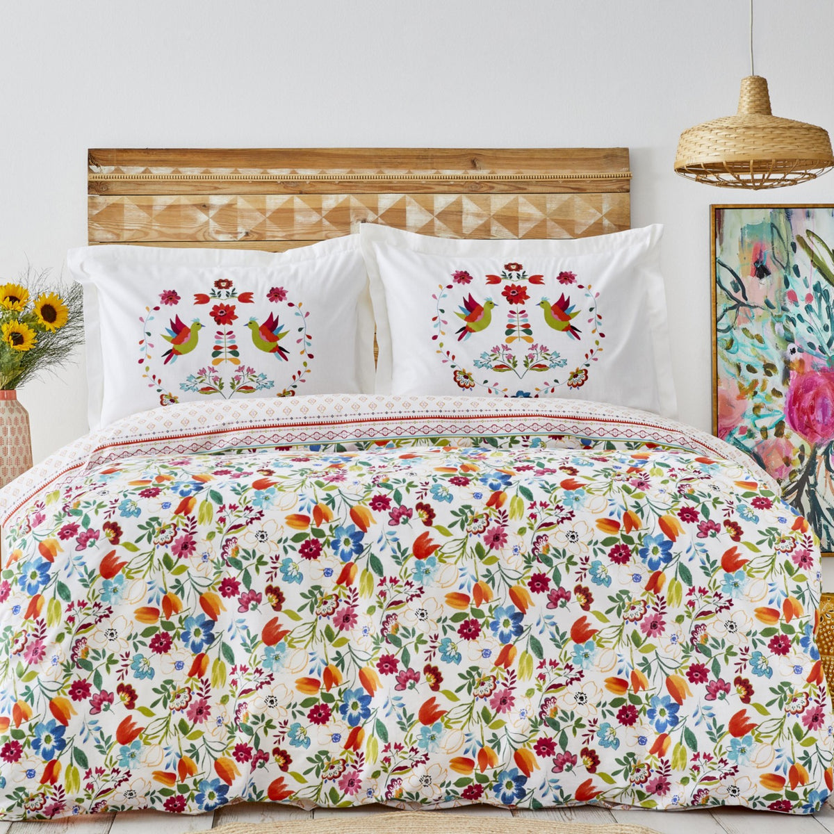 Karaca Home Parlin Fuchsia 100% Cotton Single Duvet Cover Set - MALLTURK