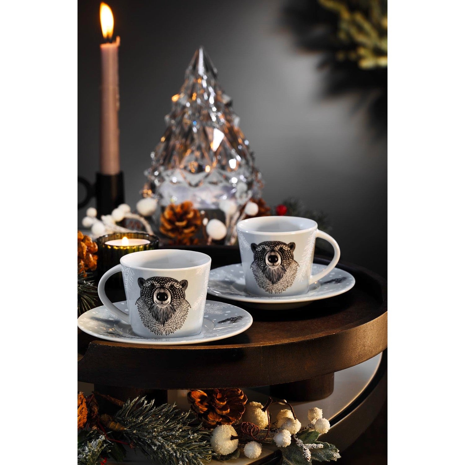Kütahya Porselen Snowy 4-Piece Turkish Coffee Cup Set for 2