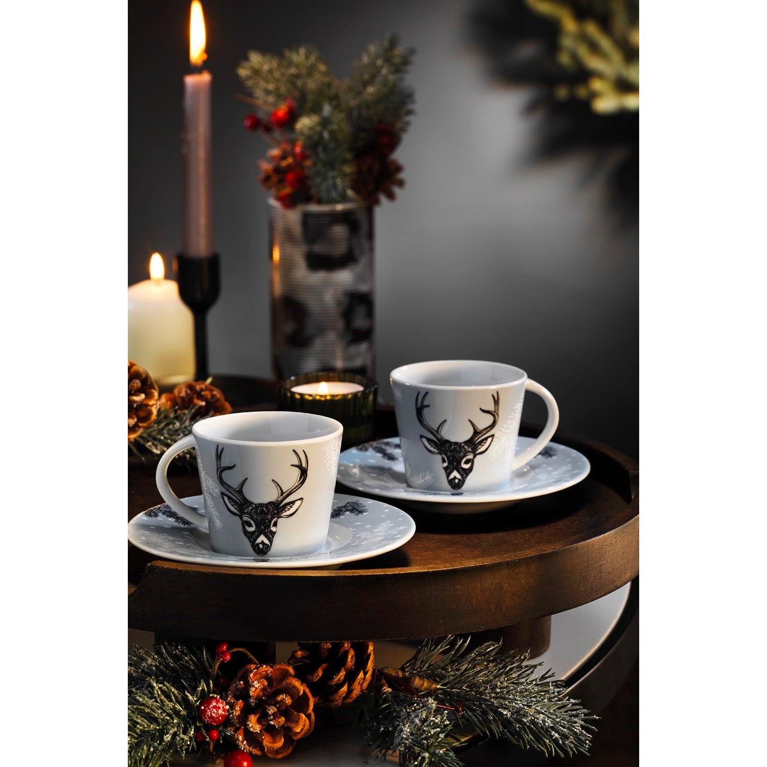Kütahya Porselen Snowy 4-Piece Turkish Coffee Cup Set for 2