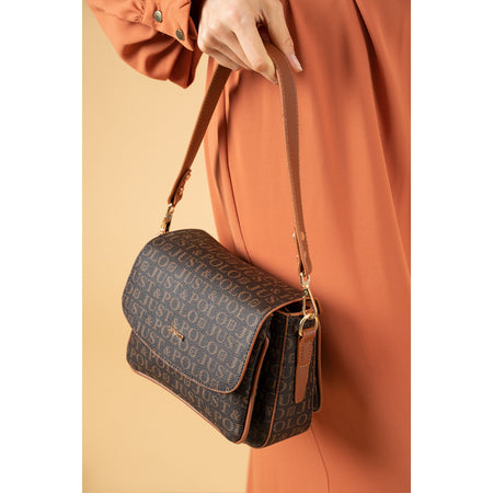 Just Polo Women's Two-Strap, Three-Compartment Shoulder and Crossbody Bag Brown - Tan - MALLTURK