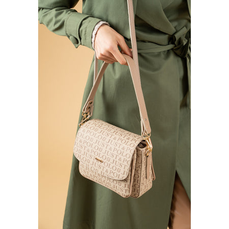 Just Polo Women's Two-Strap, Three-Compartment Shoulder and Crossbody Bag Beige - Sand - MALLTURK