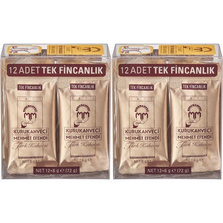 Kurukahveci Mehmet Efendi Turkish Coffee 6 gr Single Cup (Set of 24) (2 Packs x 12) - MALLTURK