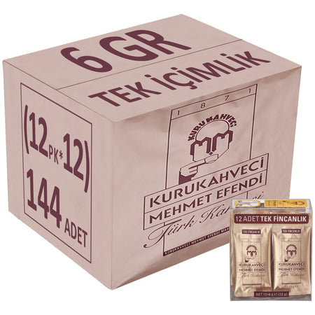 Kurukahveci Mehmet Efendi Turkish Coffee 6 gr Single Cup (144 Pack Set) (12 Packs x 12) - MALLTURK