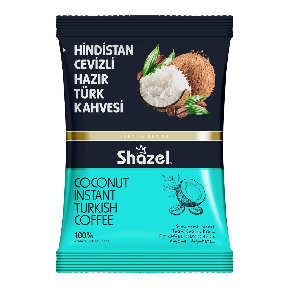 Shazel Coconut Turkish Coffee 100 g | Instant Turkish Coffee | Brazilian Origin - MALLTURK