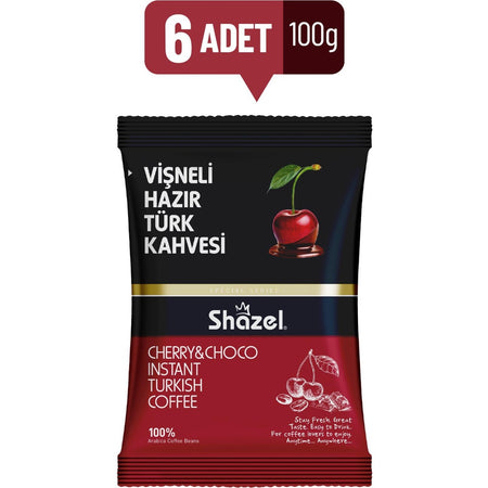 Shazel Cherry Flavored instant Turkish Coffee 6 x 100 gr - MALLTURK