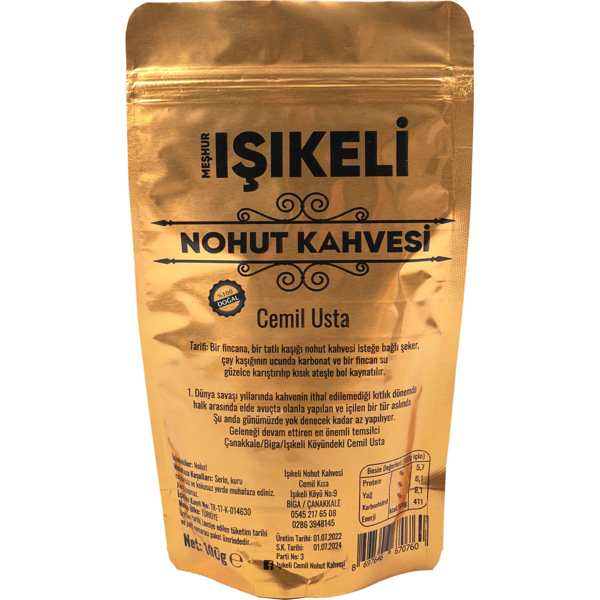 Isikeli Caffeine-Free Ground Chickpea Coffee 100 g, Delicious Local Product, Made in Turkey - MALLTURK