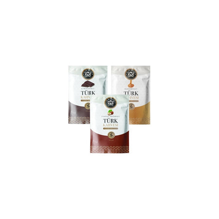 OZELiNE Flavored Turkish Coffee introductory Set 3 x 100 g (Caramel, Chocolate, Hazelnut) - MALLTURK
