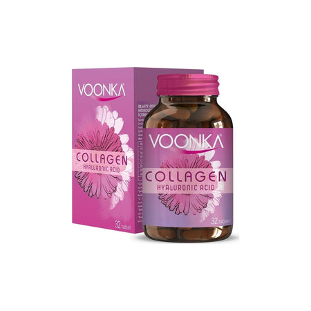 Voonka Collagen Hyaluronic Acid 32 Tablets Hydrolyzed Collagen and Zinc with Supplement - MALLTURK