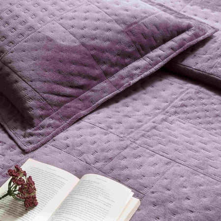 Tac Alvin Bedspread Set, Single Size, Plum - MALLTURK