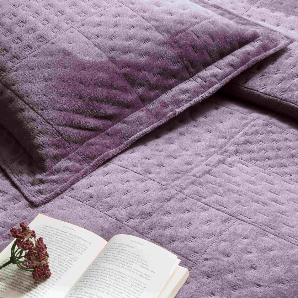 Tac Alvin Bedspread Set, Single Size, Plum - MALLTURK