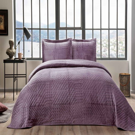 Tac Alvin Bedspread Set, Single Size, Plum - MALLTURK