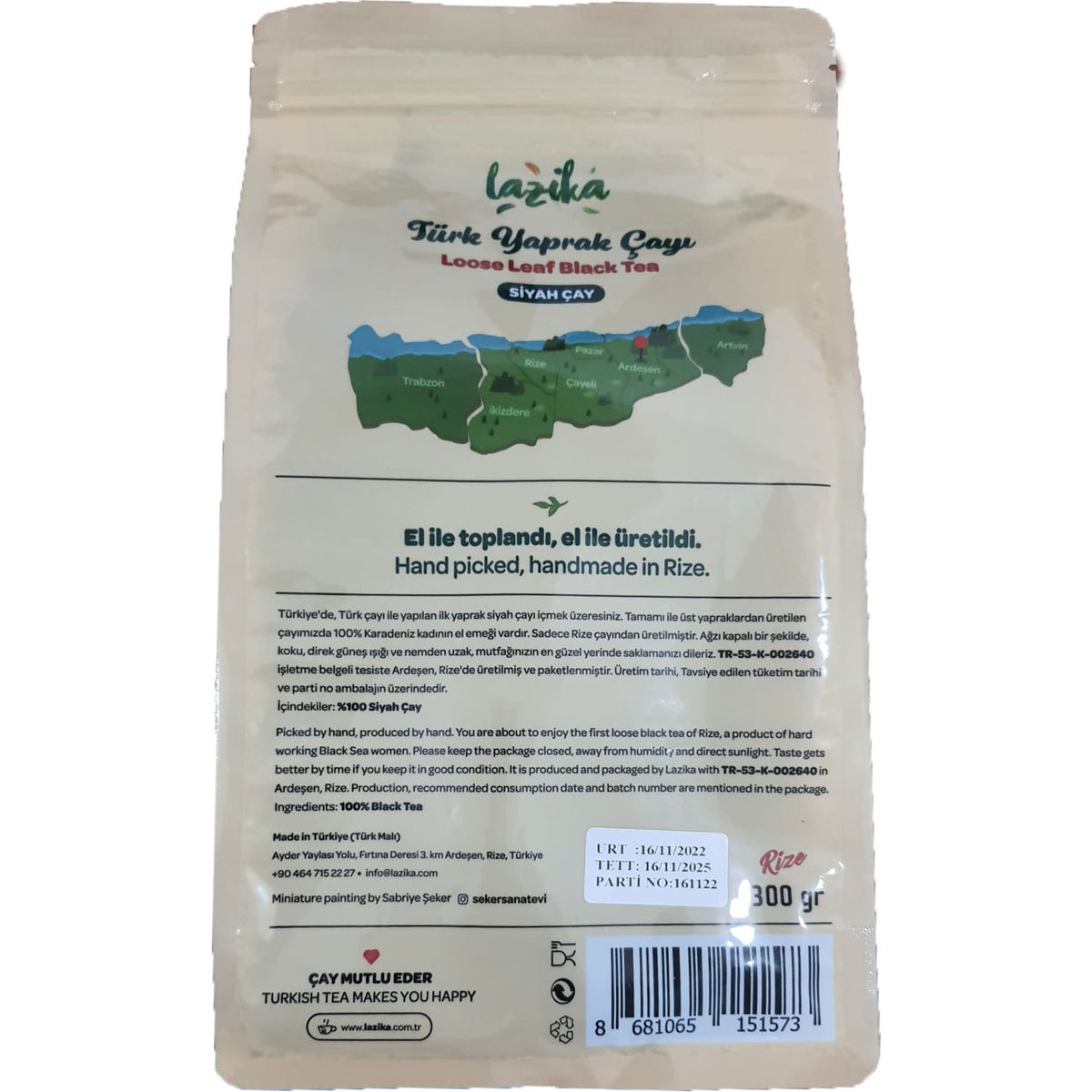 Lazika Turk Yaprak Siyah tea 300 g - Ilk Hasat Mayis tea, Tozsuz, Camlihemsin - MALLTURK
