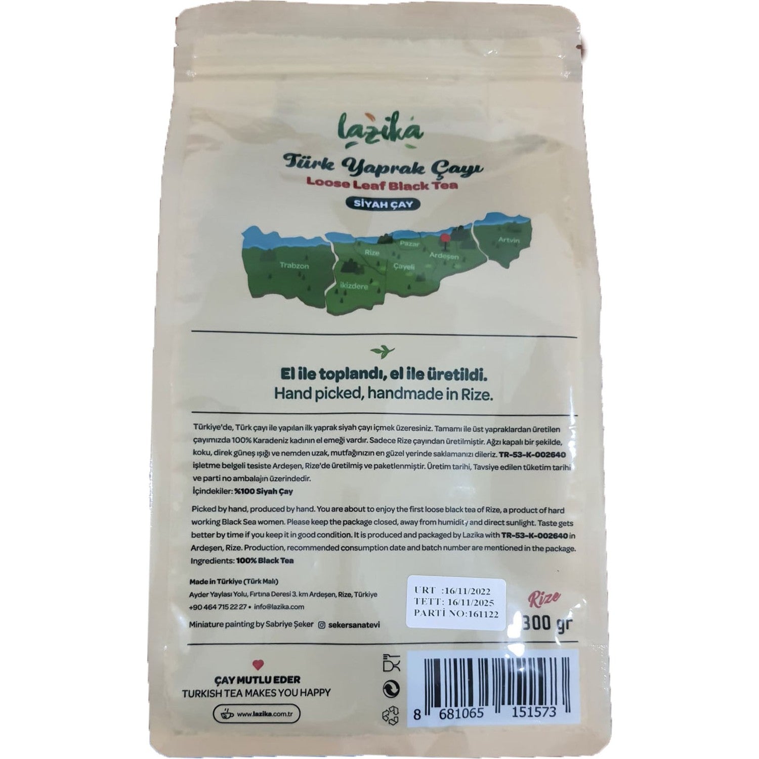 Lazika Turk Yaprak Siyah tea 300 g - Ilk Hasat Mayis tea, Tozsuz, Camlihemsin - MALLTURK