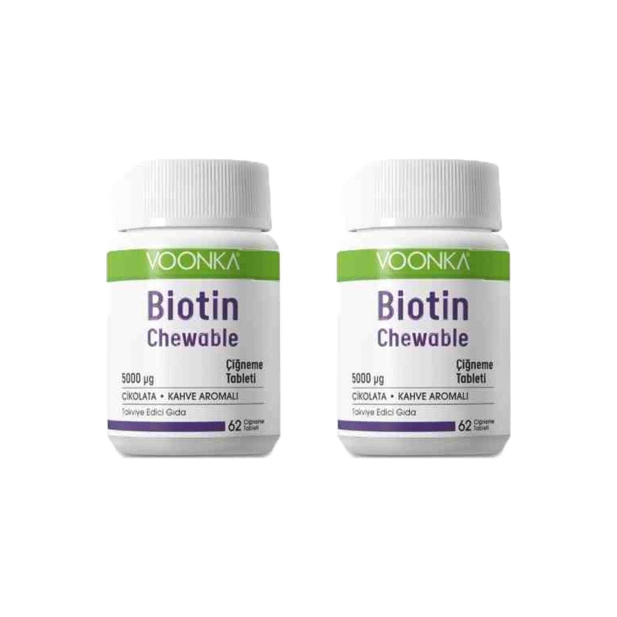 Voonka Biotin 5000 mcg 62 Chewable Tablets 2 Pack - MALLTURK