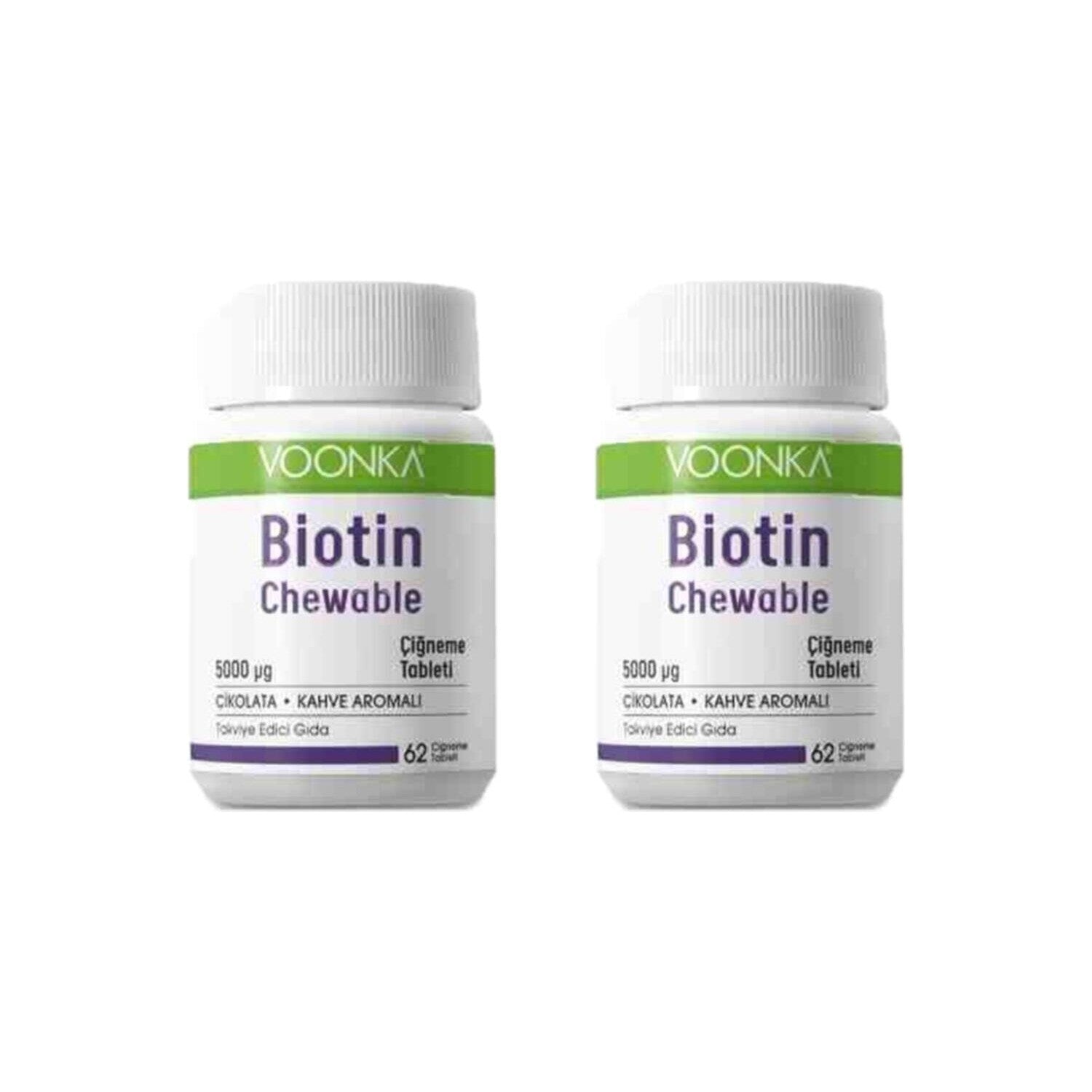 Voonka Biotin 5000 mcg 62 Chewable Tablets 2 Pack - MALLTURK
