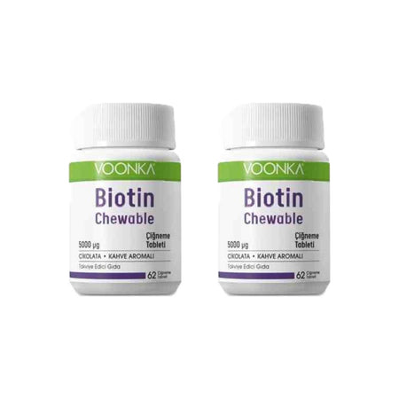Voonka Biotin 5000 mcg 62 Chewable Tablets 2 Pack - MALLTURK