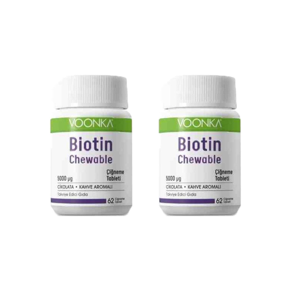 Voonka Biotin 5000 mcg 62 Chewable Tablets 2 Pack