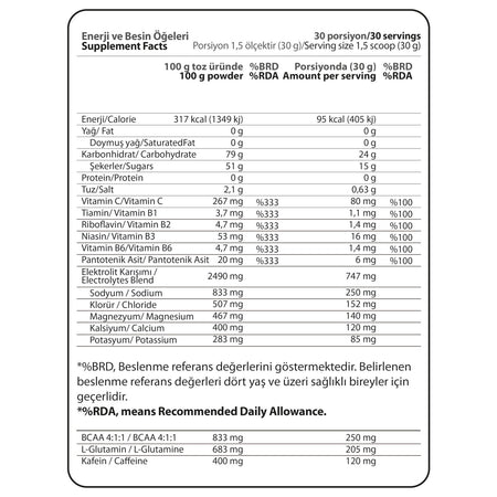 Hardline Nutrition Isotonic Electrolyte Powder Lime Flavored 900g Fast Carbohydrate Support - MALLTURK