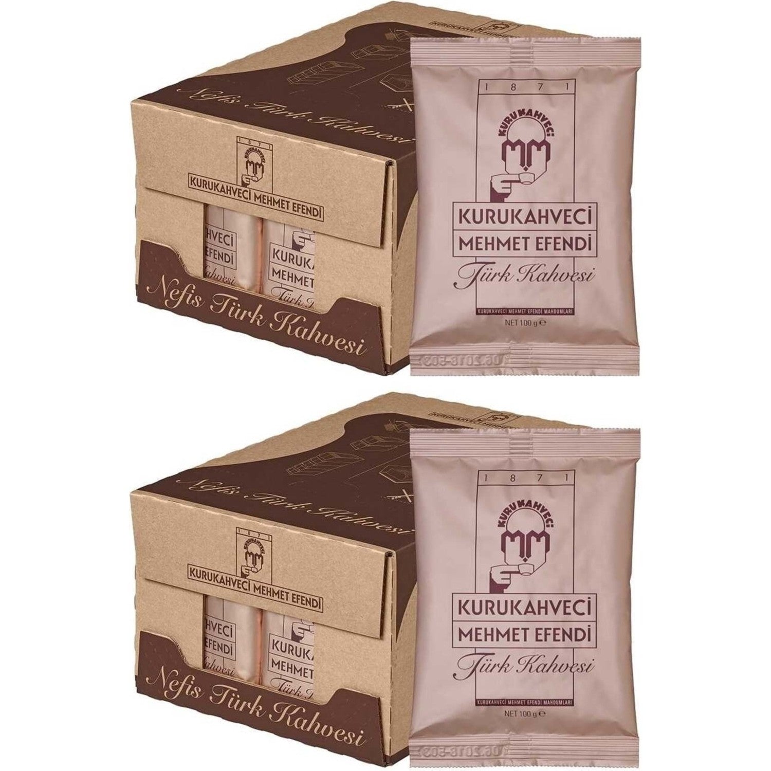 Kurukahveci Mehmet Efendi Turkish Coffee 100GR 50 Packs Plain Delicious Turkish Origin Set - MALLTURK