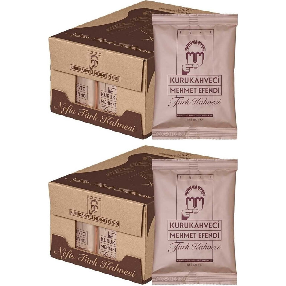 Kurukahveci Mehmet Efendi Turkish Coffee 100GR 50 Packs Plain Delicious Turkish Origin Set - MALLTURK
