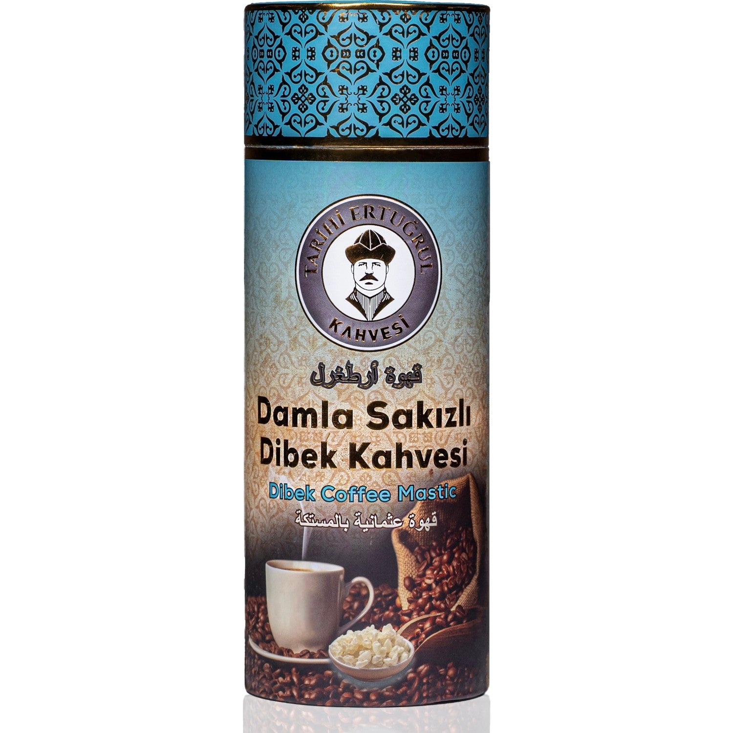 Historical Ertugrul Coffee, Mastic Gum Flavored Dibek Coffee, Cylindrical Box 1000 G - MALLTURK