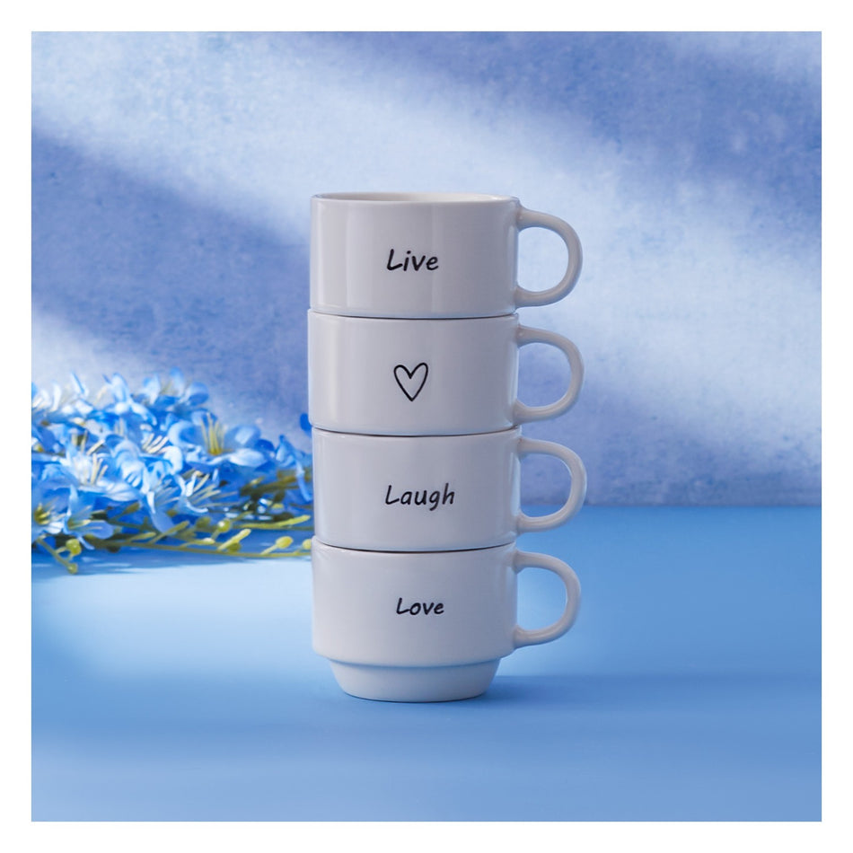 Karaca Lovely Laugh Espresso Cup Set for 4, 100 ml - MALLTURK