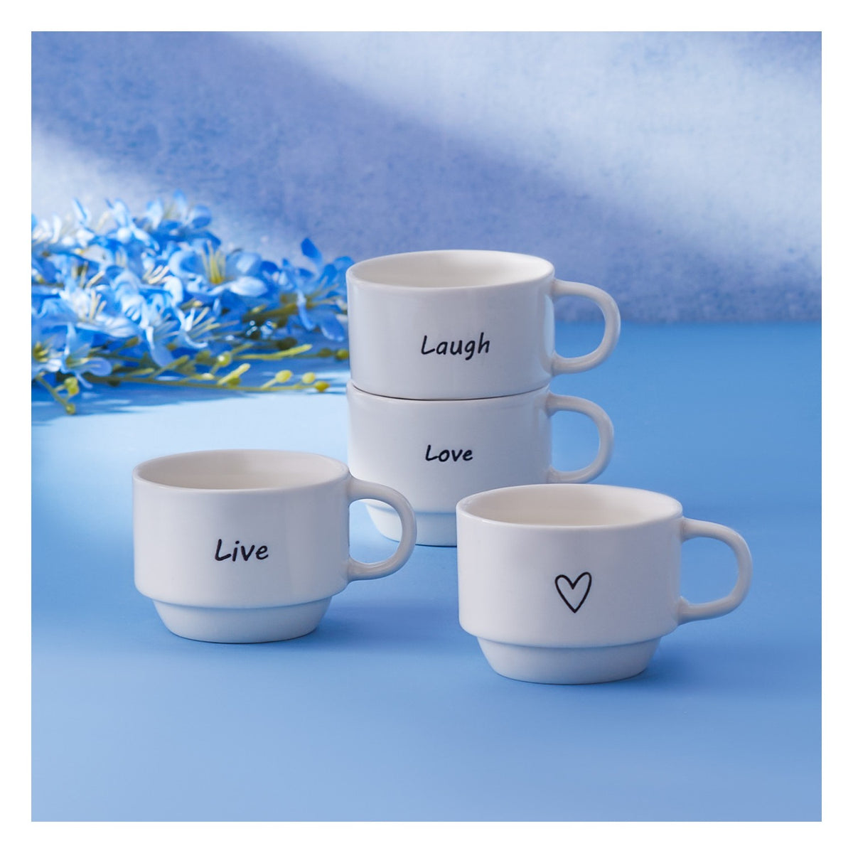 Karaca Lovely Laugh Espresso Cup Set for 4, 100 ml - MALLTURK