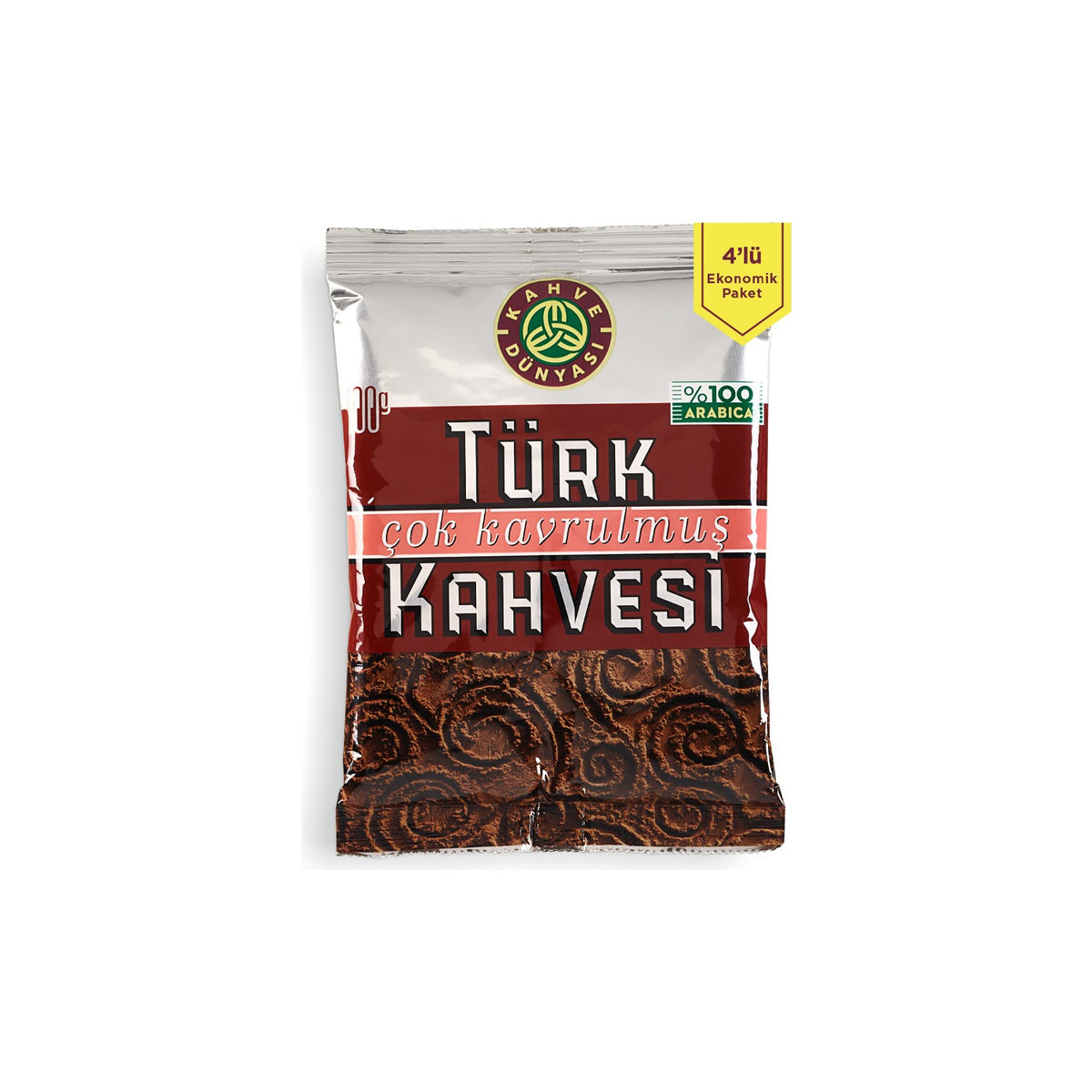 Coffee World 100g 4-Pack Dark Roast Turkish Coffee 100% Arabica Economical Pack Plain Flavor - MALLTURK